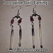 Silver Tone 2 Quill 2 Tine with Red Lava Bead Accent Earring Set 