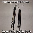 Silver Tone 3 Quill Bundle Style Earring Set 