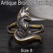 Bronze Tone Fox Ring Size 8 