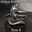 Bronze Tone Fox Ring Size 8 